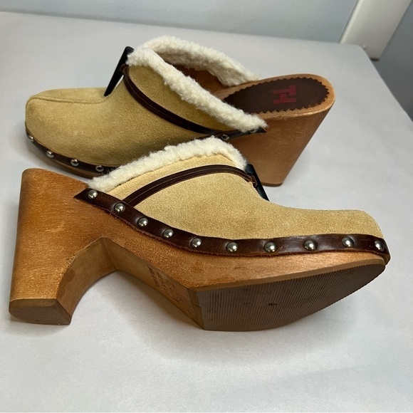 Vintage Tommy Hilfiger Clogs Size 7.5 Leather Upper Tan Summer Y2K 90s - Picture 11 of 15
